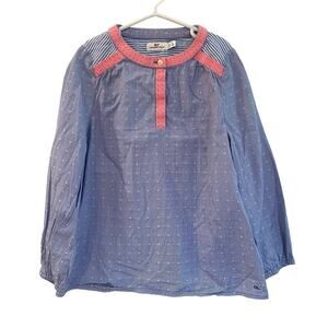 Vineyard Vines Chambray Dot Embroidered Top sz S (6/7)